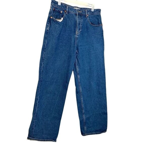 Motel Denim High Rise 100% Cotton 5-Pocket Wide Leg Jeans Blue Large - Picture 3 of 6